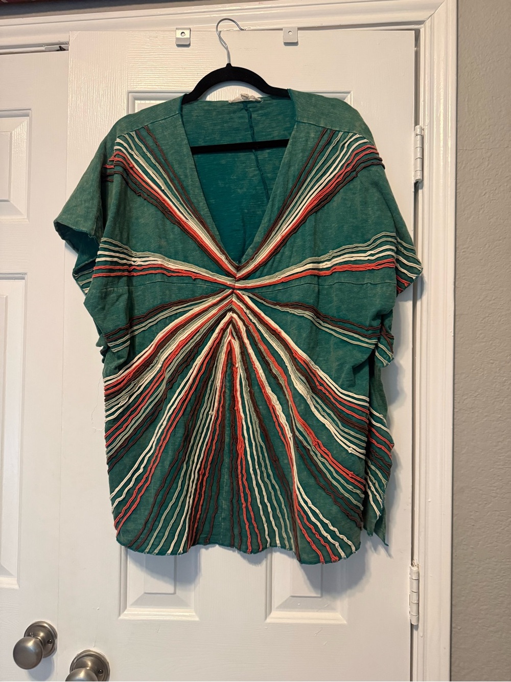 🌿 Oli & Hali Embroidered Boho Oversized Top Green Size Medium - Picture 2 of 7